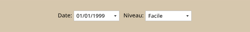 Sélection de la date et du niveau sur notre Sudoku