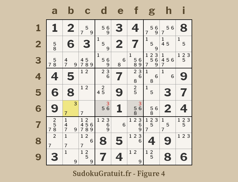 Exemple de Sudoku avec un single caché