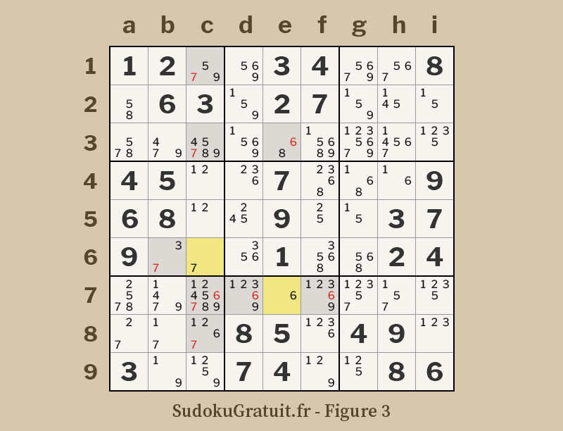 Exemple de Sudoku avec des singles nus